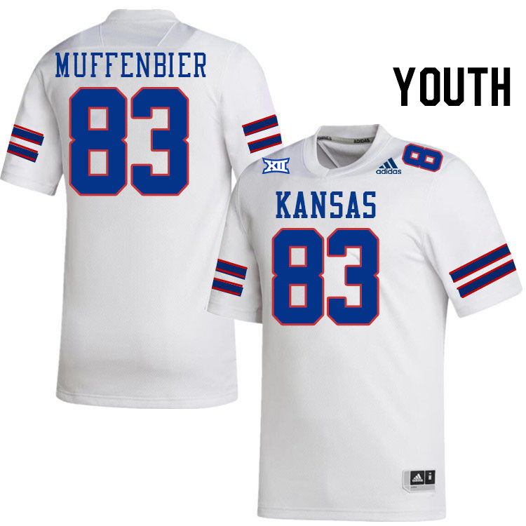 Youth #83 Grant Muffenbier Kansas Jayhawks College Football Jerseys Stitched Sale-White